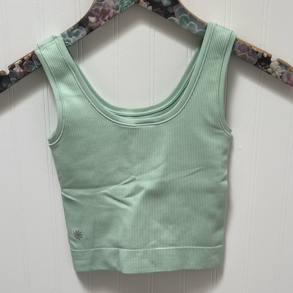 Athleta Rise Above Rib Mint Green Crop Tank Top - Picture 5 of 8